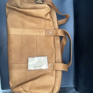 David King & Co 308 18" Leather Duffel Bag Cafe 180 Degree Zip Overnight Weekend